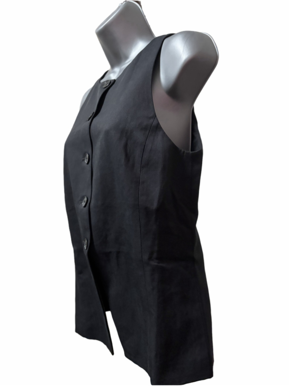 NWT Madewell Crewneck Cutaway Vest in Drapey Twill in black size 0 - Picture 5 of 9